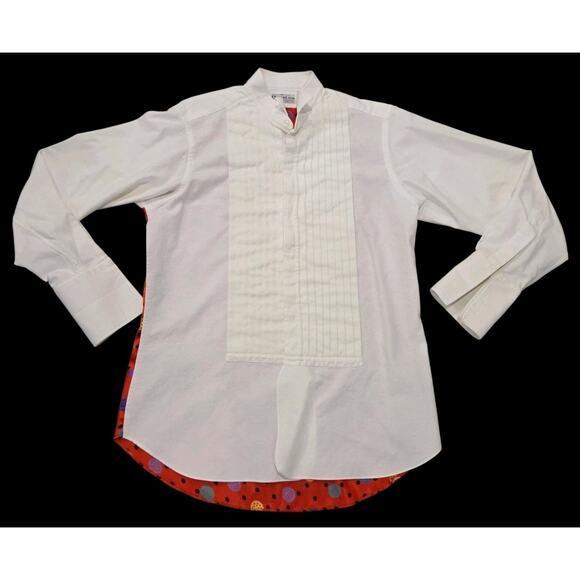 Vintage Hong Kong Hilton Hotel Custom Shirt French Cuff Elegant Tailor White Red - Picture 3 of 10